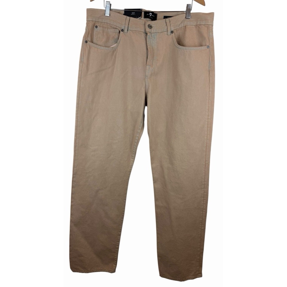 7 For All Mankind Jeans Men's 38x34 Austyn Beige Denim Relaxed Straight NWT